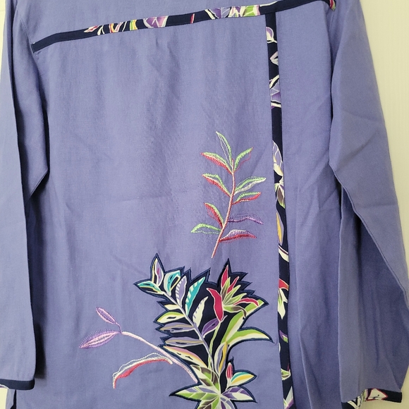 KOOS of Course Women Embellished Jacket Purple Sz Small Linen Blend Jacket Artsy - Picture 4 of 4